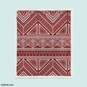 Maroon Aesthetic Songket Pattern Sherpa Fleece Blanket 1