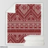 Maroon Aesthetic Songket Pattern Sherpa Fleece Blanket