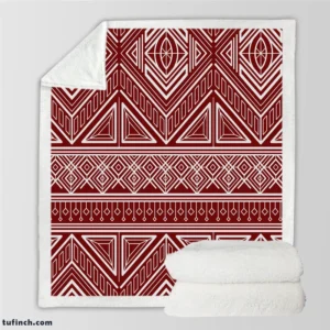 Maroon Aesthetic Songket Pattern Sherpa Fleece Blanket