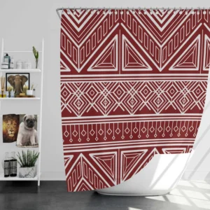 Maroon Aesthetic Songket Pattern Shower Curtain