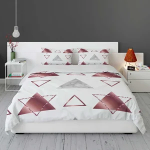 Maroon Grey Marble Triangle Pattern Bedding Set 1