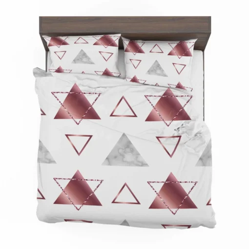 Maroon Grey Marble Triangle Pattern Bedding Set 2