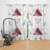 Maroon Grey Marble Triangle Pattern Curtain