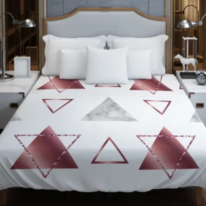 Maroon Grey Marble Triangle Pattern Duvet Cover