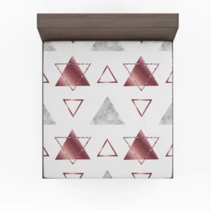 Maroon Grey Marble Triangle Pattern Fitted Sheet