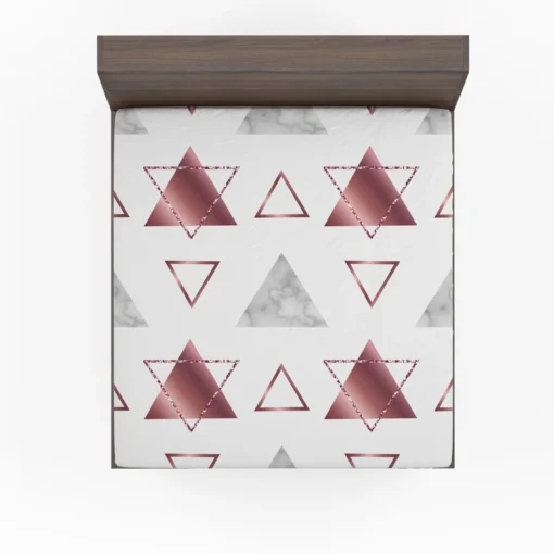 Maroon Grey Marble Triangle Pattern Fitted Sheet