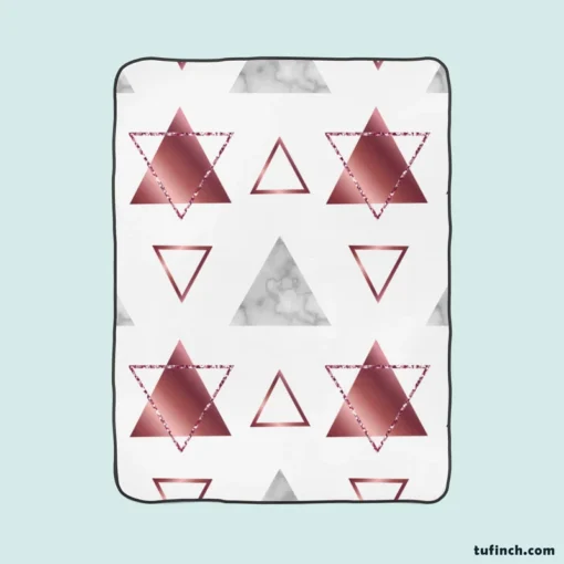 Maroon Grey Marble Triangle Pattern Fleece Blanket 1