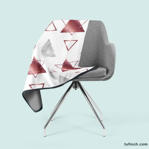 Maroon Grey Marble Triangle Pattern Fleece Blanket 2