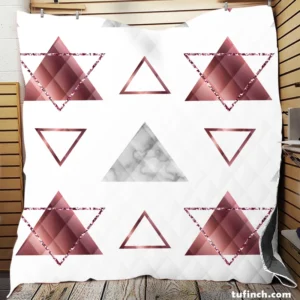 Maroon Grey Marble Triangle Pattern Quilt Blanket