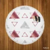 Maroon Grey Marble Triangle Pattern Round Beach Towel