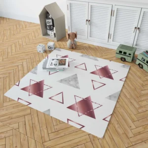 Maroon Grey Marble Triangle Pattern Rug 1