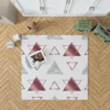 Maroon Grey Marble Triangle Pattern Rug