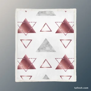 Maroon Grey Marble Triangle Pattern Sherpa Fleece Blanket 1