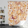 Maroon Yellow Folk Design Shower Curtain