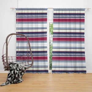 Maroon and Navy Blue stripes Pattern Curtain