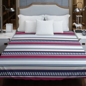 Maroon and Navy Blue stripes Pattern Duvet Cover