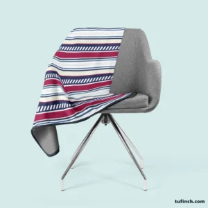 Maroon and Navy Blue stripes Pattern Fleece Blanket 2