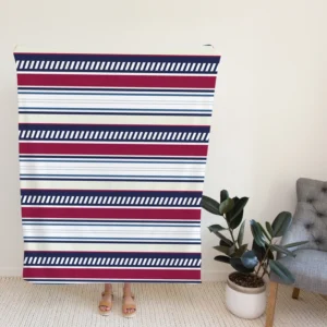 Maroon and Navy Blue stripes Pattern Fleece Blanket