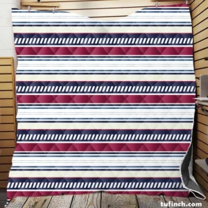 Maroon and Navy Blue stripes Pattern Quilt Blanket