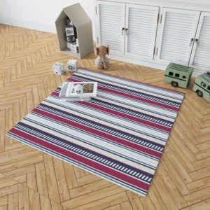 Maroon and Navy Blue stripes Pattern Rug 1