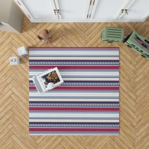 Maroon and Navy Blue stripes Pattern Rug