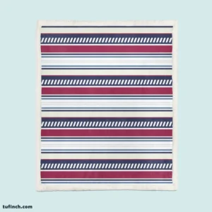 Maroon and Navy Blue stripes Pattern Sherpa Fleece Blanket 1