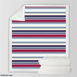 Maroon and Navy Blue stripes Pattern Sherpa Fleece Blanket