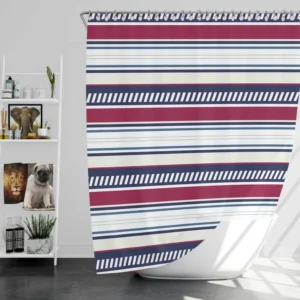 Maroon and Navy Blue stripes Pattern Shower Curtain