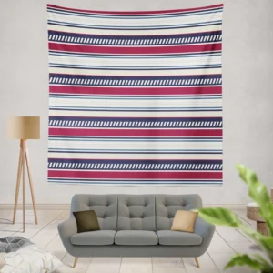 Maroon and Navy Blue stripes Pattern Wall Tapestry