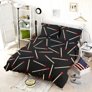 Match Stick Red Head Pattern Bedding Set