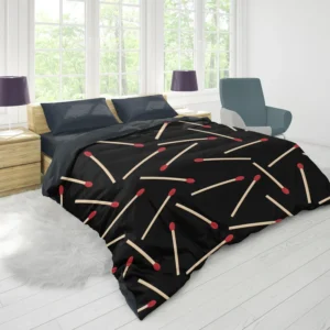 Match Stick Red Head Pattern Duvet Cover 1