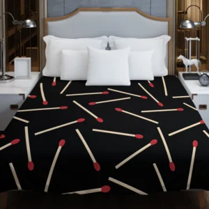 Match Stick Red Head Pattern Duvet Cover