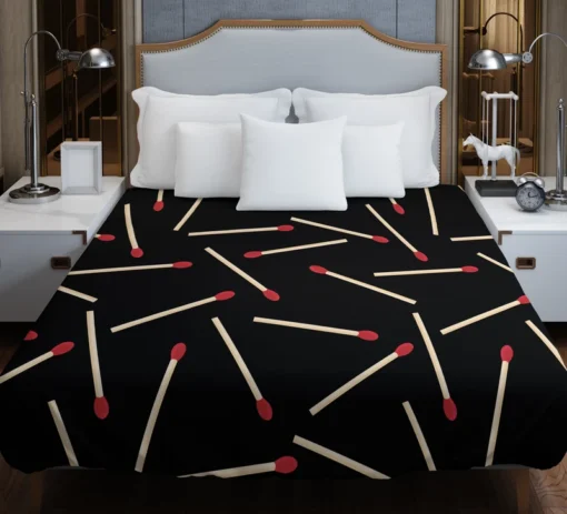 Match Stick Red Head Pattern Duvet Cover