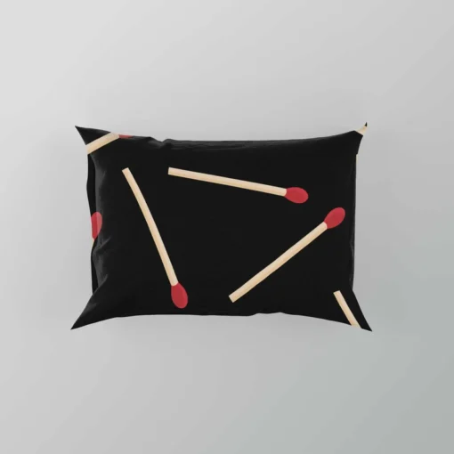 Match Stick Red Head Pattern Pillow Case