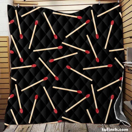 Match Stick Red Head Pattern Quilt Blanket