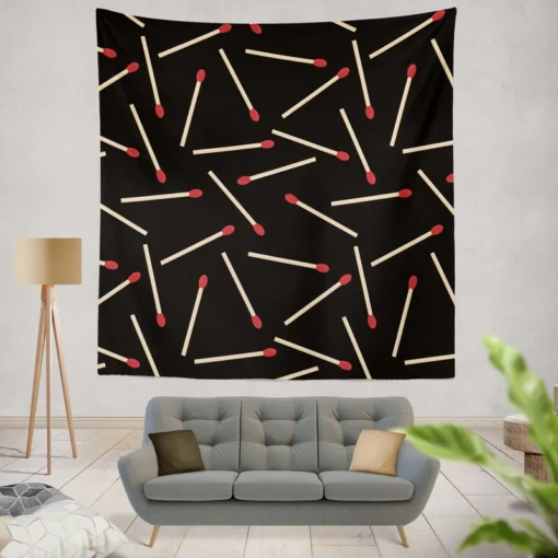 Match Stick Red Head Pattern Wall Tapestry