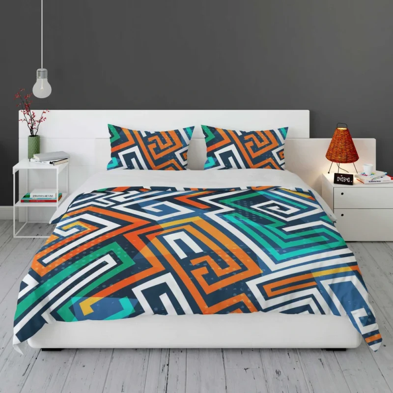 Maze-inspired Seamless Pattern Bedding Set 1