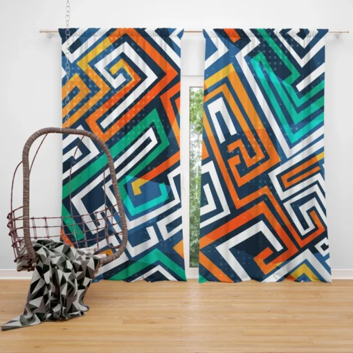 Maze-inspired Seamless Pattern Curtain