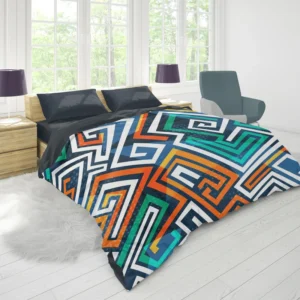 Maze-inspired Seamless Pattern Duvet Cover 1