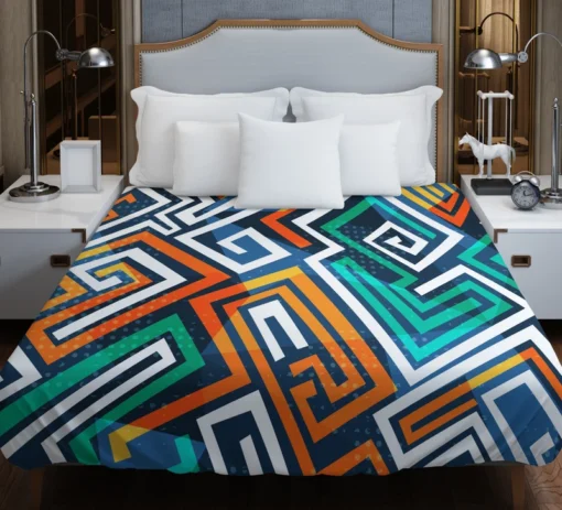 Maze-inspired Seamless Pattern Duvet Cover