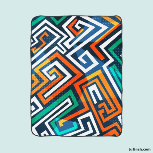 Maze-inspired Seamless Pattern Fleece Blanket 1