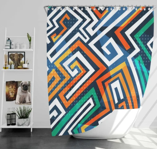 Maze-inspired Seamless Pattern Shower Curtain