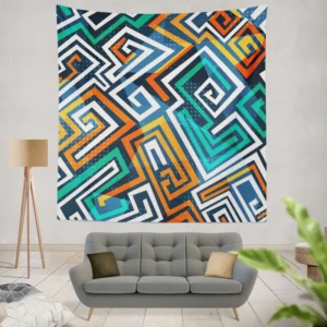 Maze-inspired Seamless Pattern Wall Tapestry