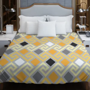 Meandrous Ikat Pattern Duvet Cover