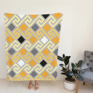 Meandrous Ikat Pattern Fleece Blanket