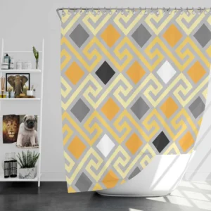 Meandrous Ikat Pattern Shower Curtain