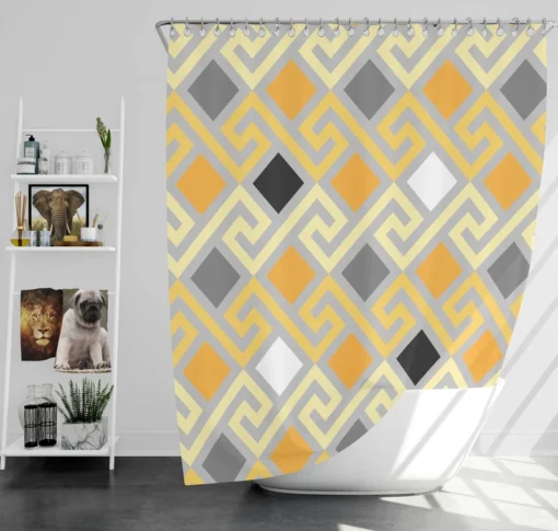 Meandrous Ikat Pattern Shower Curtain