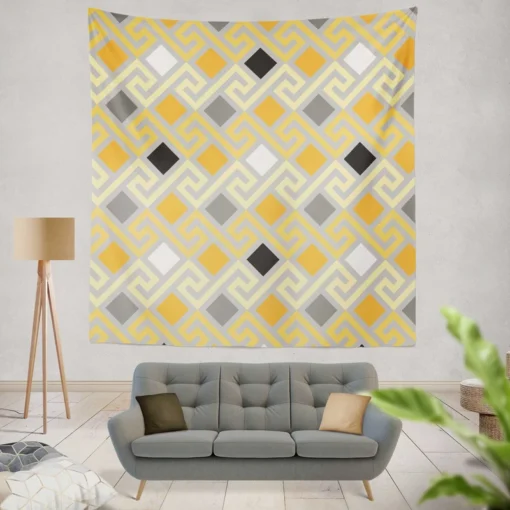 Meandrous Ikat Pattern Wall Tapestry