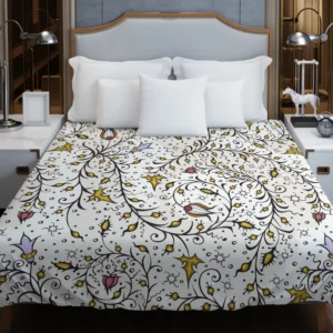 Medieval Wild Flowers Pattern Duvet Cover