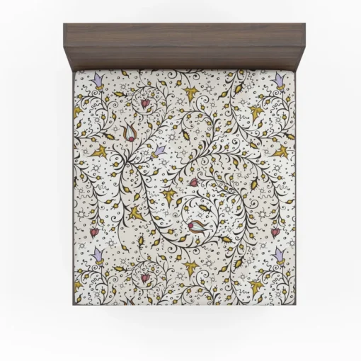 Medieval Wild Flowers Pattern Fitted Sheet